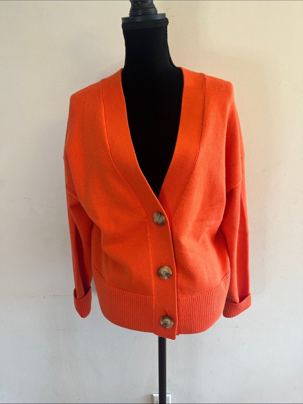 CAbi Bright Orange Button-Front Cardigan